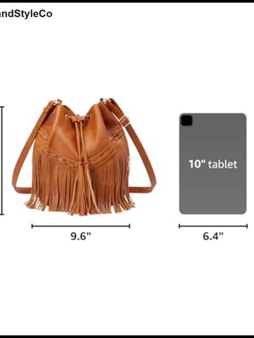 Faux Leather Fringe Bucket Bag Drawstring Crossbody Shoulder Purse Tassel